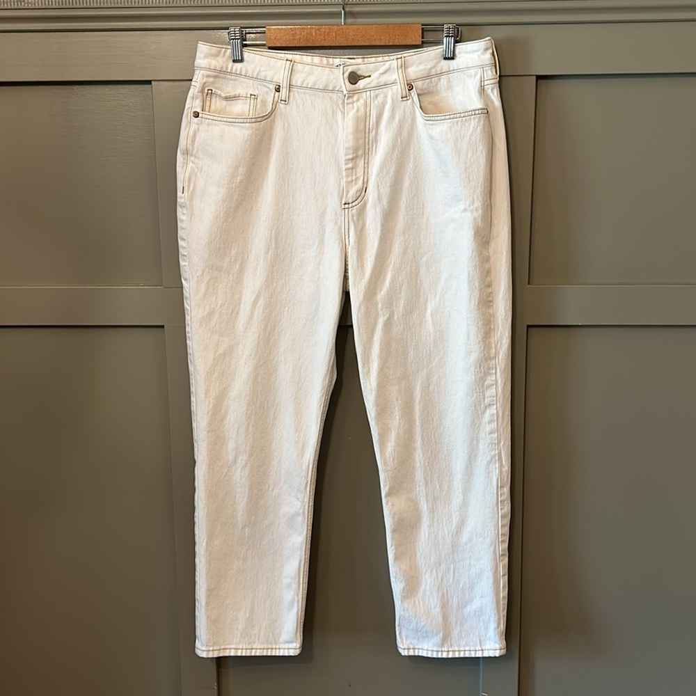 Elizabeth And James High Rise Vintage Straight Leg Jeans White Cream Sz 16 / 33